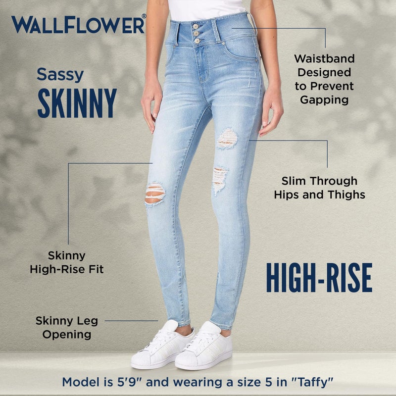 Wallflower Women's Juniors InstaSoft High-Rise Sassy Skinny Jeans (Standard and Plus), Noir, 13 - Image 4